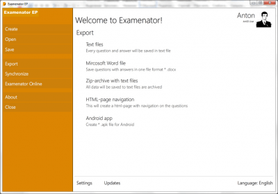 Screenshot of the application Examenator - #3