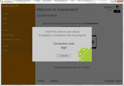 Screenshot of the application Examenator - #4