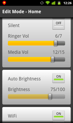 Screenshot of the application Phone Profiles - #5
