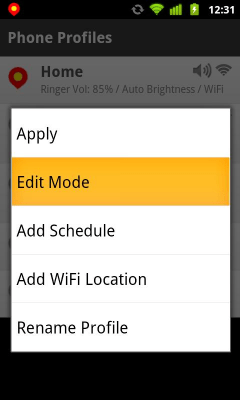 Screenshot of the application Phone Profiles - #6