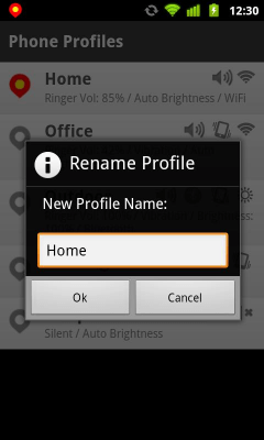 Screenshot of the application Phone Profiles - #7