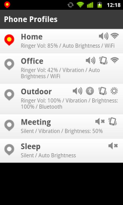 Screenshot of the application Phone Profiles - #8