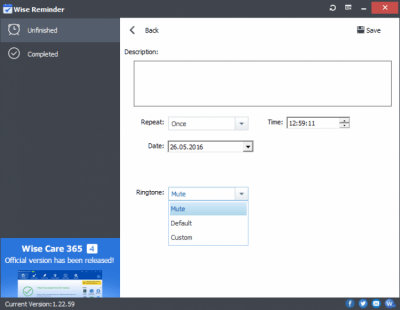 Screenshot of the application Wise Reminder - #3