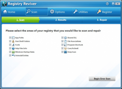 Screenshot of the application Registry Reviver - #2