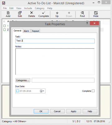 Screenshot of the application Active To-Do List - #3