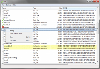 Screenshot of the application CHK Checksum Utility - #1