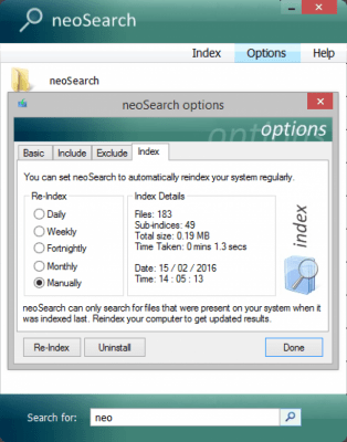 Screenshot of the application neoSearch - #3