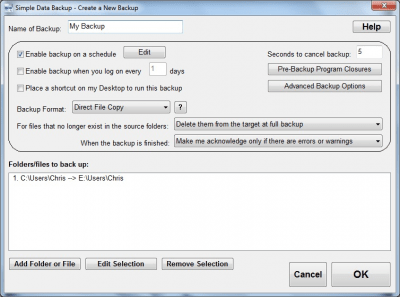 Screenshot of the application Simple Data Backup - #2