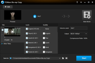 Screenshot of the application TDMore Blu-ray Copy - #1