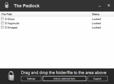 Screenshot of the application The Padlock - #1