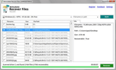 Screenshot of the application Reincubate Recover Files - #1