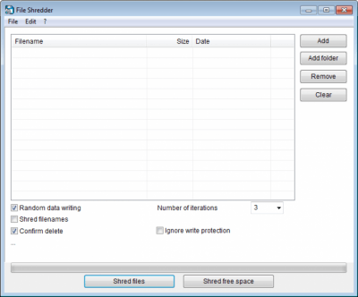 Screenshot of the application Alternate File Shredder - #1