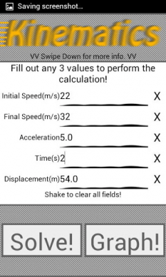 Screenshot of the application PhysCalc Kinematics Calculator - #1