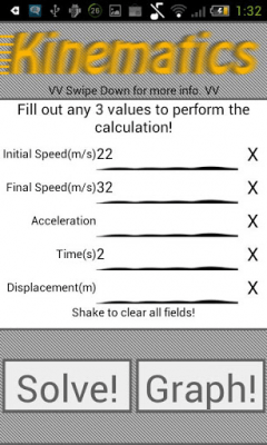 Screenshot of the application PhysCalc Kinematics Calculator - #4