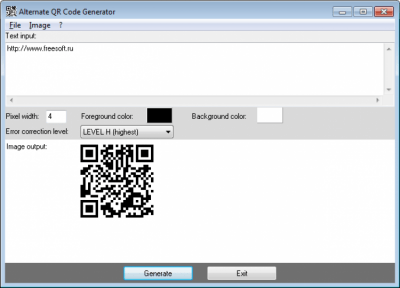 Screenshot of the application Alternate QR Code Generator - #1