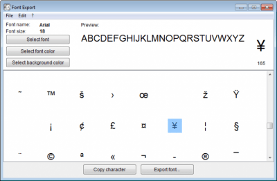 Screenshot of the application Alternate Font Export - #1