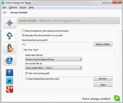 Screenshot of the application AthTek Skype Voice Changer - #2