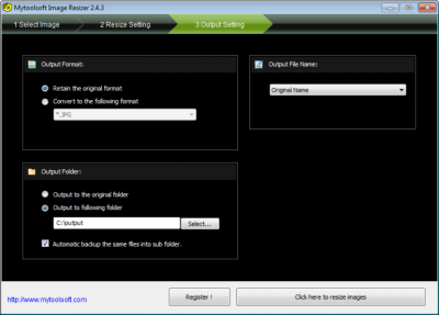 Screenshot of the application Mytoolsoft Image Resizer - #3