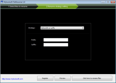 Screenshot of the application Mytoolsoft FileRenamer - #1