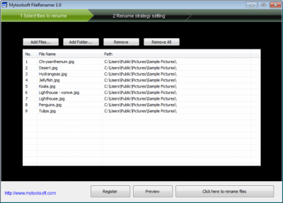 Screenshot of the application Mytoolsoft FileRenamer - #2