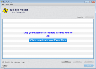 Screenshot of the application Bulk File Merger - #1