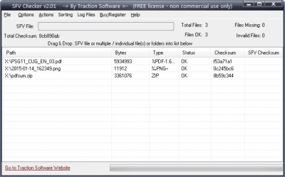 Screenshot of the application SFV Checker - #1