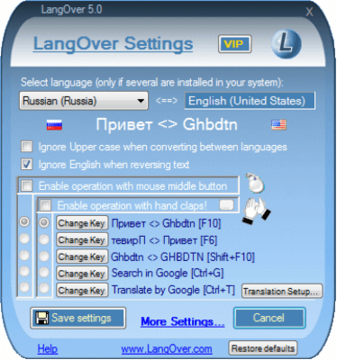 Screenshot of the application LangOver - #2