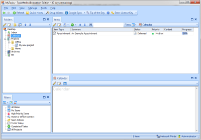 Screenshot of the application TaskMerlin - #1