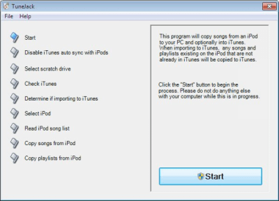 Screenshot of the application TuneJack - #1