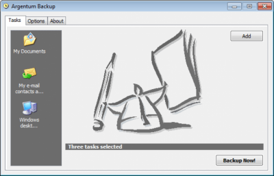 Screenshot of the application Argentum Backup - #1