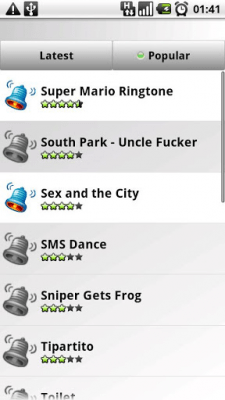 Screenshot of the application Ringtones Bazaar - #1