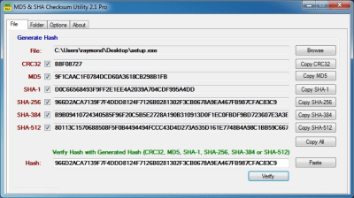 Screenshot of the application MD5 &amp; SHA Checksum Utility - #1