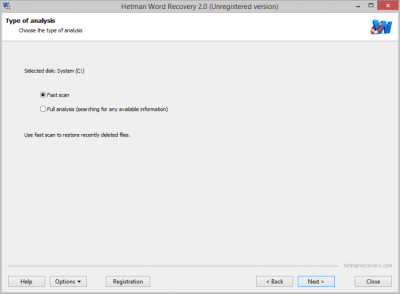 Screenshot of the application Hetman Word Recovery - #2