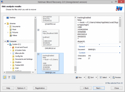 Screenshot of the application Hetman Word Recovery - #4