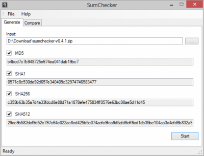 Screenshot of the application SumChecker Portable - #1