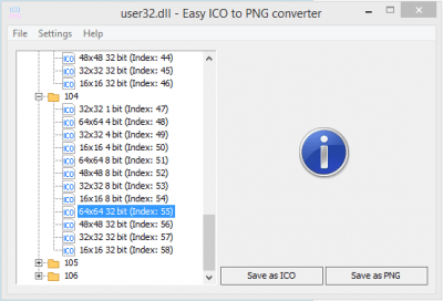 Screenshot of the application Easy ICO to PNG Converter - #1