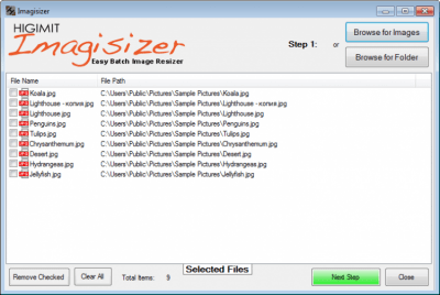 Screenshot of the application Quick Image Resizer - #1