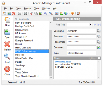 Screenshot of the application Access Manager Free Version - #1