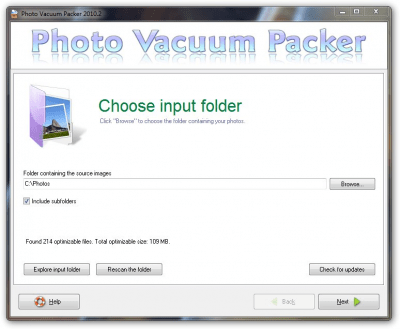 Screenshot of the application Photo Vacuum Packer - #1