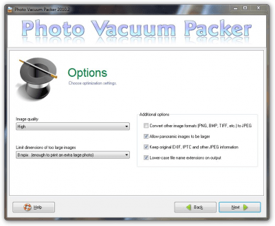 Screenshot of the application Photo Vacuum Packer - #3
