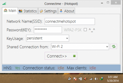 Screenshot of the application Connectme - (Hotspot) - #1