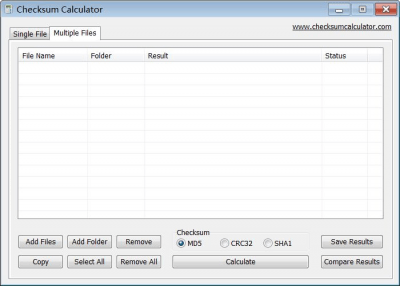 Screenshot of the application Checksum Calculator - #1