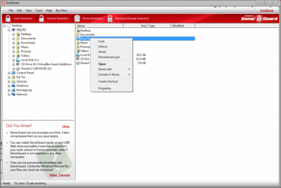 Screenshot of the application SensiGuard - #1