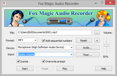 Screenshot of the application Fox Magic Audio Recorder - #1