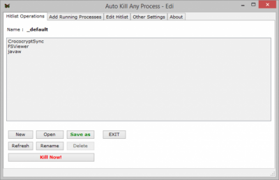 Screenshot of the application Auto Kill Any Process - #1