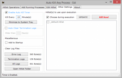 Screenshot of the application Auto Kill Any Process - #3