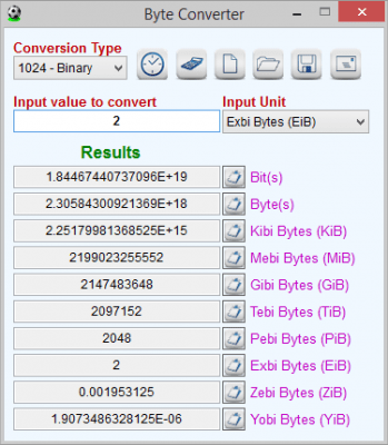 Screenshot of the application Byte Converter - #1