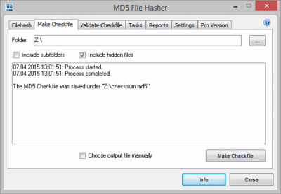 Screenshot of the application MD5 File Hasher - #2