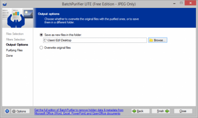 Screenshot of the application BatchPurifier - #3