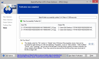 Screenshot of the application BatchPurifier - #4